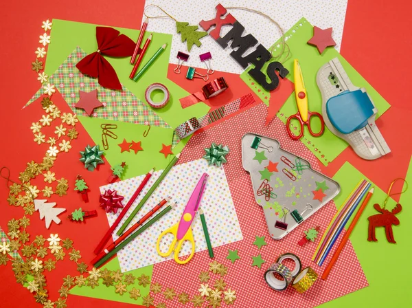 Arts and craft supplies for Christmas. — Stock Photo, Image