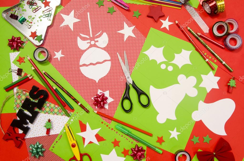 Arts and craft supplies for Christmas.