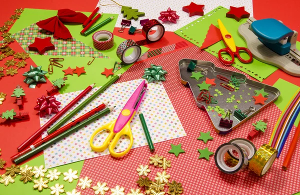 Arts and craft supplies for Christmas. — Stock Photo, Image