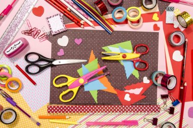 Arts and craft supplies for Saint Valentine's.  clipart