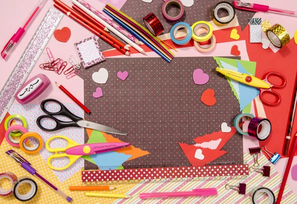 Arts and craft supplies for Saint Valentine's. — Stock Photo, Image