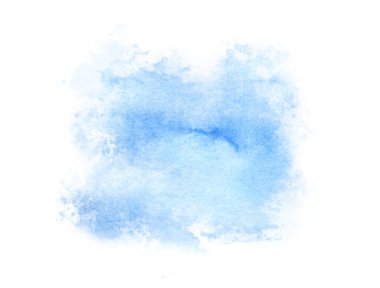 Beyaz arkaplanda mavi suluboya lekesi