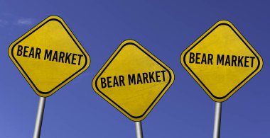 Ayı Pazarı - mavi arkaplanı olan üç sarı tabela