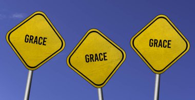 Grace - mavi arkaplanlı üç sarı tabela