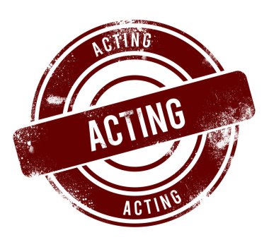 Oyunculuk - kırmızı yuvarlak grunge düğmesi, damga