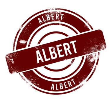 Albert - kırmızı yuvarlak grunge düğmesi, damga