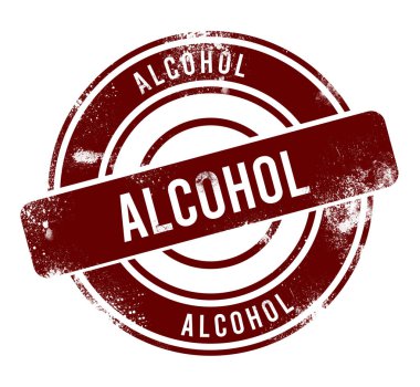 Alkol - kırmızı yuvarlak grunge düğmesi, damga