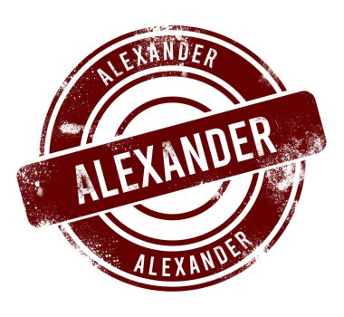 Alexander - kırmızı yuvarlak grunge düğmesi, damga