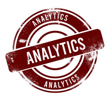 Analitik - kırmızı yuvarlak grunge düğmesi, damga