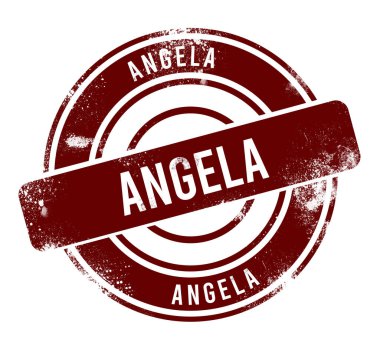 Angela - kırmızı yuvarlak grunge düğmesi, damga