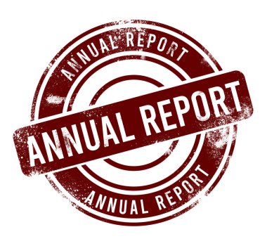 Yıllık Rapor - Kırmızı yuvarlak grunge düğmesi, damga