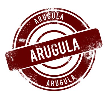 Arugula - kırmızı yuvarlak grunge düğmesi, damga