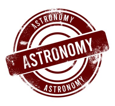 Astronomi - kırmızı yuvarlak grunge düğmesi, damga
