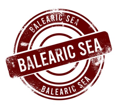 Balear Denizi - kırmızı yuvarlak grunge düğmesi, damga