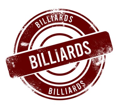 Bilardo - kırmızı yuvarlak grunge düğmesi, damga