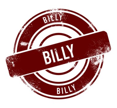 Billy - kırmızı yuvarlak grunge düğmesi, damga