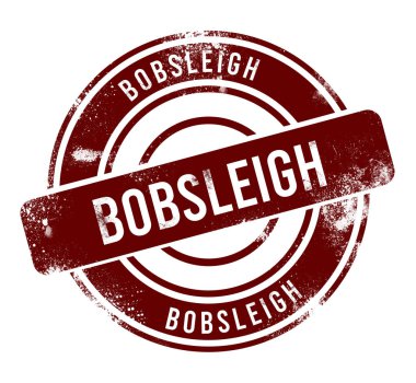 Bobsleigh - kırmızı yuvarlak grunge düğmesi, damga