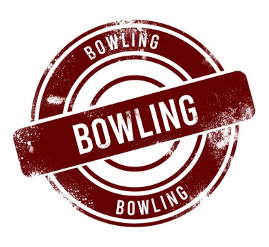 Bowling - kırmızı yuvarlak grunge düğmesi, pul