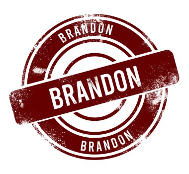 Brandon - kırmızı yuvarlak grunge düğmesi, damga