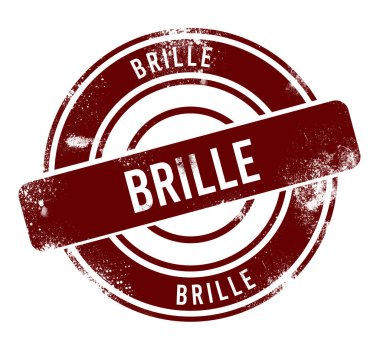 Brille - kırmızı yuvarlak grunge düğmesi, damga