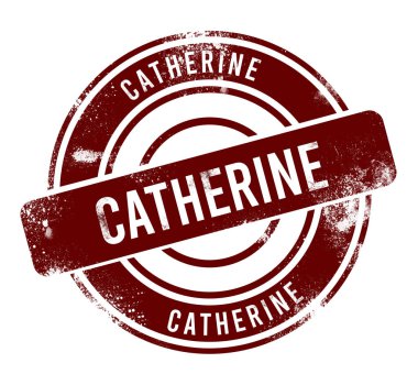 Catherine - kırmızı yuvarlak grunge düğmesi, damga