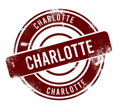 Charlotte - kırmızı yuvarlak grunge düğmesi, damga