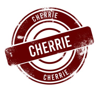 Cherrie - kırmızı yuvarlak grunge düğmesi, damga