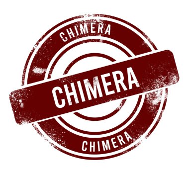 Kimera - kırmızı yuvarlak grunge düğmesi, damga