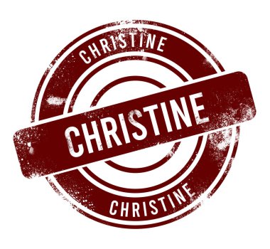 Christine - kırmızı yuvarlak grunge düğmesi, damga