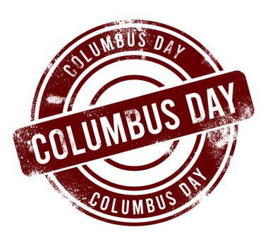 Columbus Günü - kırmızı yuvarlak grunge düğmesi, mühür
