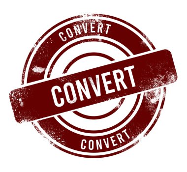 Dönüştür - kırmızı yuvarlak grunge düğmesi, pul