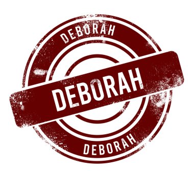 Deborah - kırmızı yuvarlak grunge düğmesi, damga