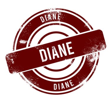 Diane - kırmızı yuvarlak grunge düğmesi, damga