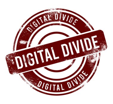 Digital divide - red round grunge button, stamp clipart