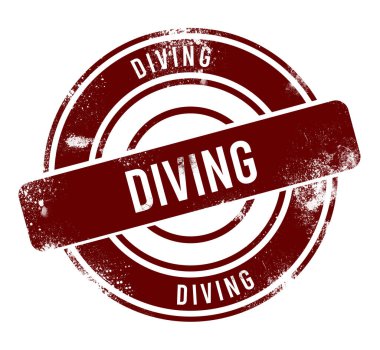 Dalış - kırmızı yuvarlak grunge düğmesi, damga