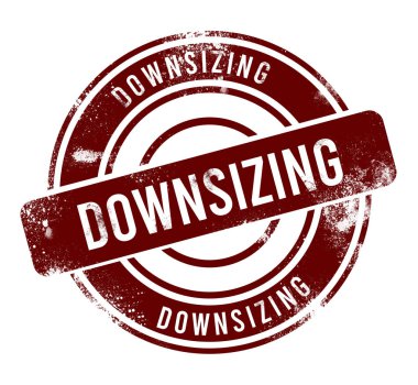 Küçültme - kırmızı yuvarlak grunge düğmesi, damga