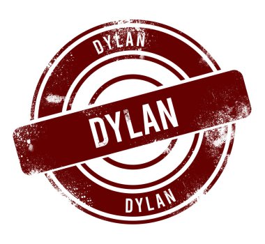 Dylan - kırmızı yuvarlak grunge düğmesi, damga