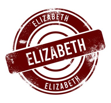 Elizabeth - kırmızı yuvarlak grunge düğmesi, damga