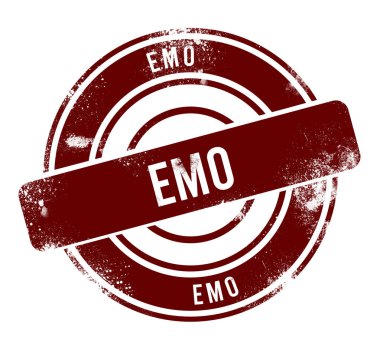 Emo - kırmızı yuvarlak grunge düğmesi, damga