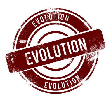 Evrim - kırmızı yuvarlak grunge düğmesi, damga