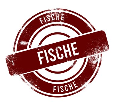 Fische - kırmızı yuvarlak grunge düğmesi, damga