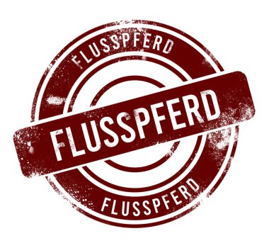 Flusspferd - kırmızı yuvarlak grunge düğmesi, damga