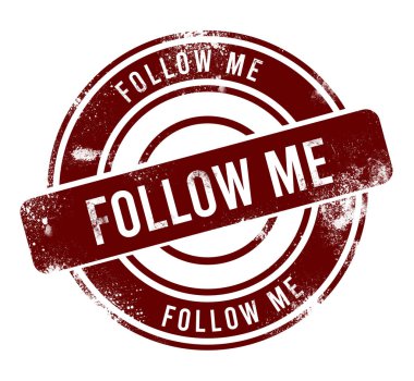 Beni takip edin - kırmızı yuvarlak grunge düğmesi, damga