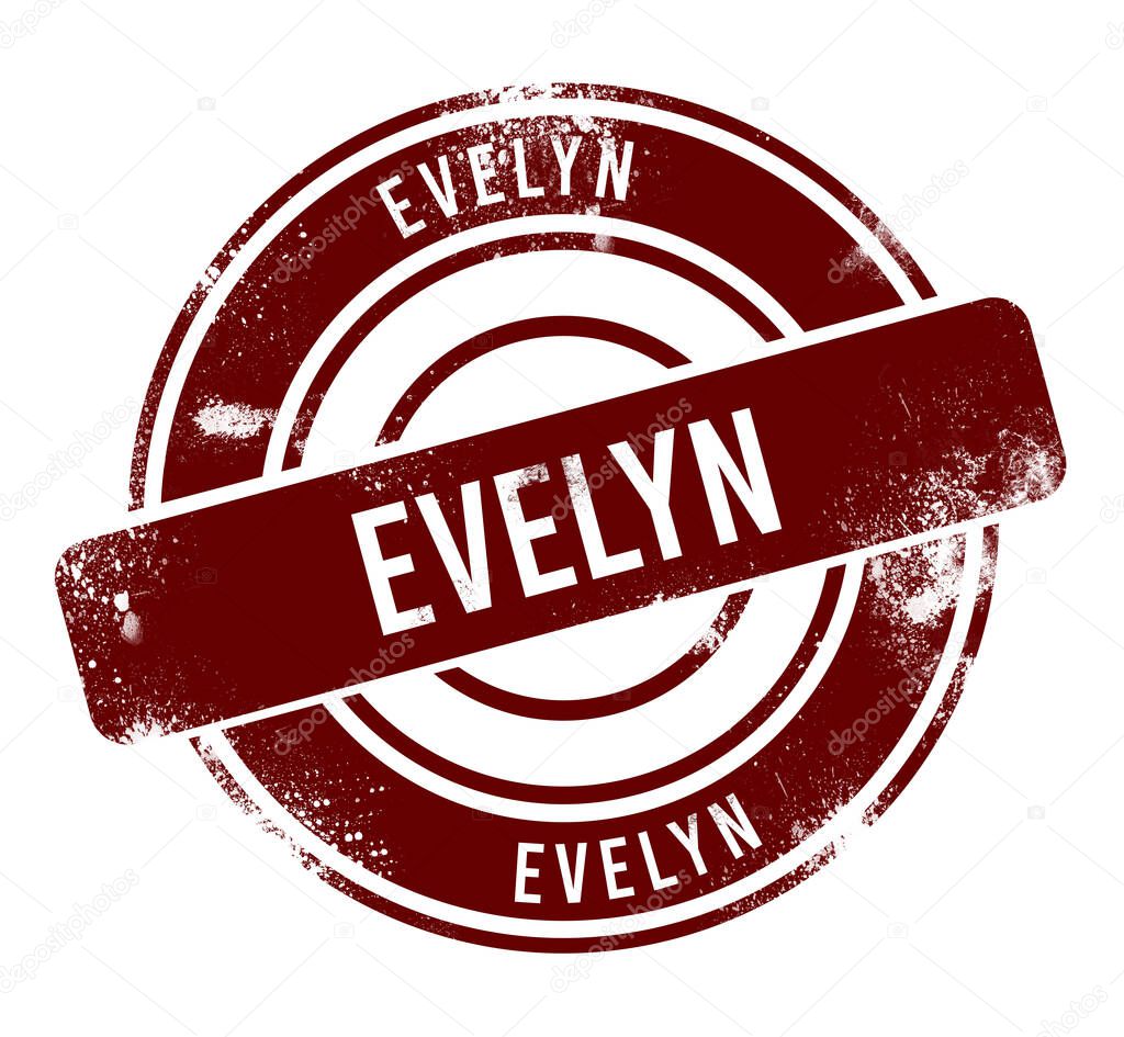 Evelyn - red round grunge button, stamp