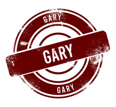 Gary - kırmızı yuvarlak grunge düğmesi, damga