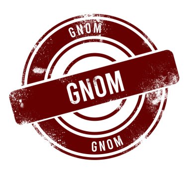 Gnom - kırmızı yuvarlak grunge düğmesi, damga