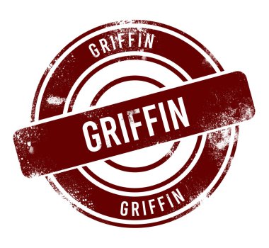 Griffin - kırmızı yuvarlak grunge düğmesi, damga