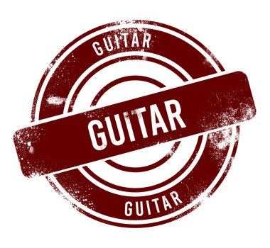 gitar - kırmızı yuvarlak grunge düğmesi, pul