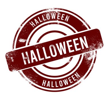 Cadılar Bayramı - kırmızı yuvarlak grunge düğmesi, damga