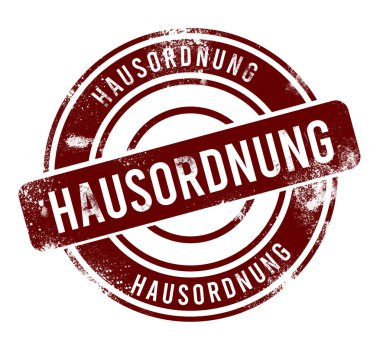 Hausordnung - kırmızı yuvarlak grunge düğmesi, damga